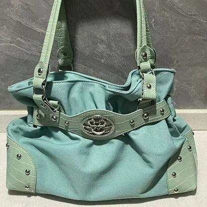 Y2K Rivet Shoulder Bag – Large Capacity Underarm Handbag