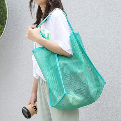 Mesh Tote Bag – Large Capacity Shoulder Bag for Beach, Travel & School