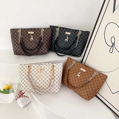 Large Capacity Women's Tote Shoulder Bag with Chain Strap