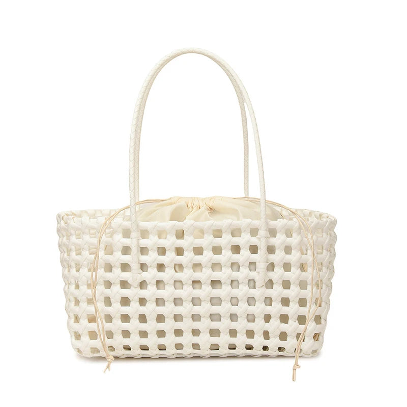 Hollow-Out Woven Basket Tote Bag – Boho Beach Handbag