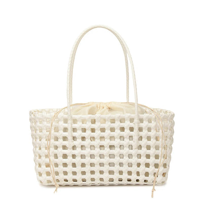 Hollow-Out Woven Basket Tote Bag – Boho Beach Handbag