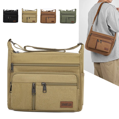 Men's Canvas Crossbody Shoulder Bag Multi-Compartment