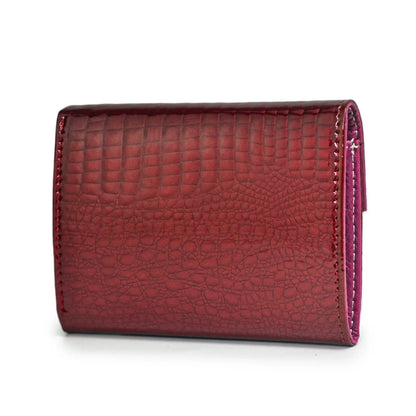Women's Crocodile Pattern Genuine Leather Wallet – Tri-Fold Envelope Style