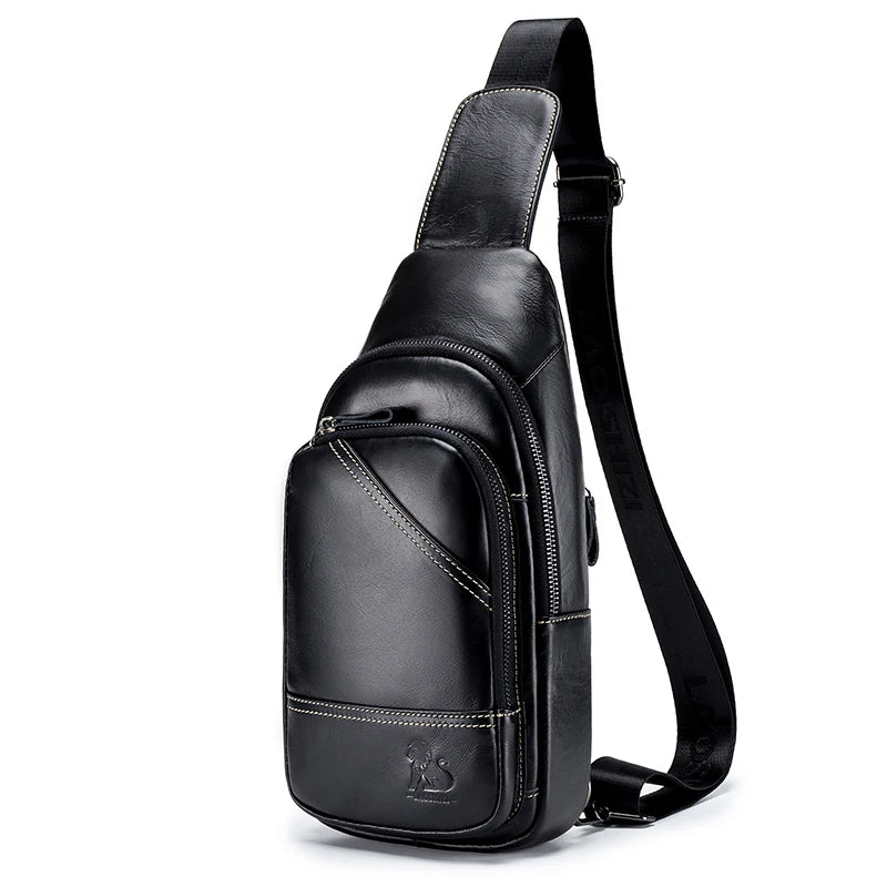 Genuine Leather Men's Chest Bag Sling Crossbody Bag