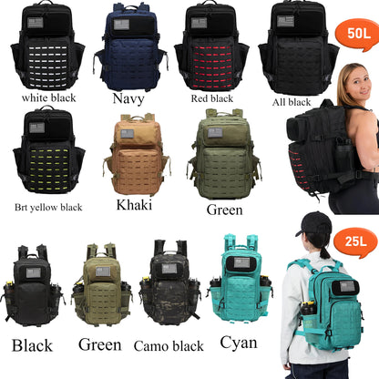 Tactical Backpack 25L/50L MOLLE Hiking Rucksack with Bottle Holders
