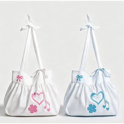 Cute Bow Polka Dot Nylon Tote Bag for Women