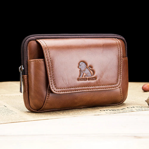 Men's Genuine Leather Belt Phone Pouch