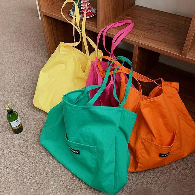 Canvas Tote Bag – Large Capacity Korean Style Shoulder Bag