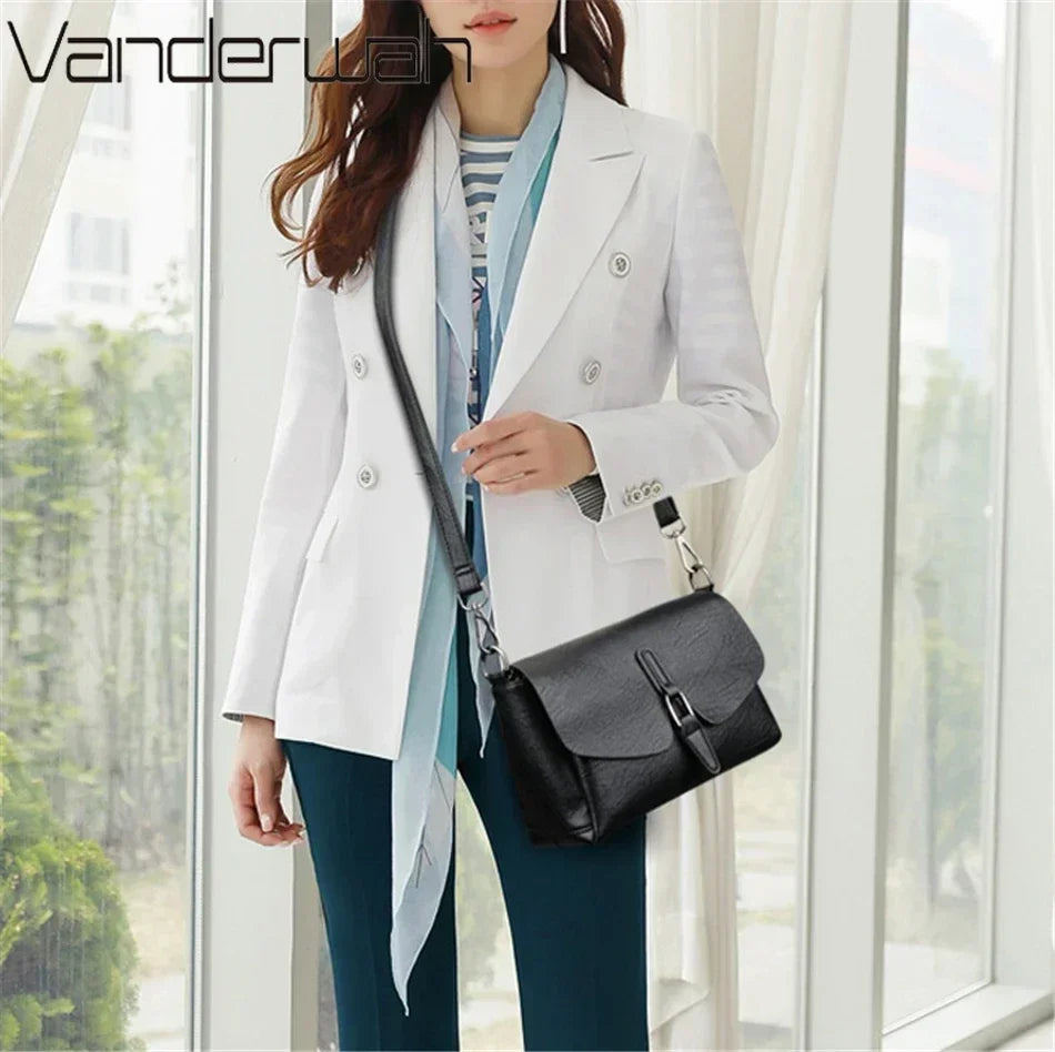 3-Layer Leather Crossbody Shoulder Bag for Women – Luxury Designer Handbag