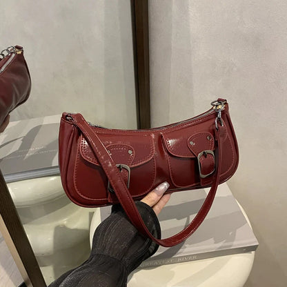 Women's Crossbody Shoulder Bag – Trendy Armpit Purse with Buckle