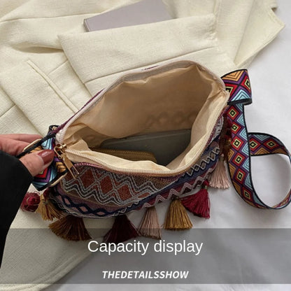 Vintage Women S Bag Tassel Ethnic Handwoven Crossbody Lady Hippie Sling Shoulder Bags Ladies Handbag