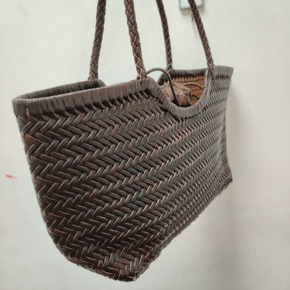 Woven Leather Tote Bag – Large Capacity Women's Shoulder Bag