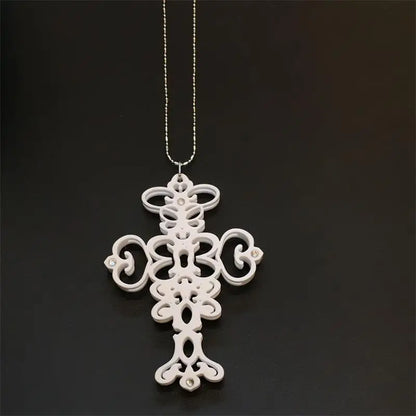 Gothic Cross Card Holder Necklace – Y2K Beaded Lanyard