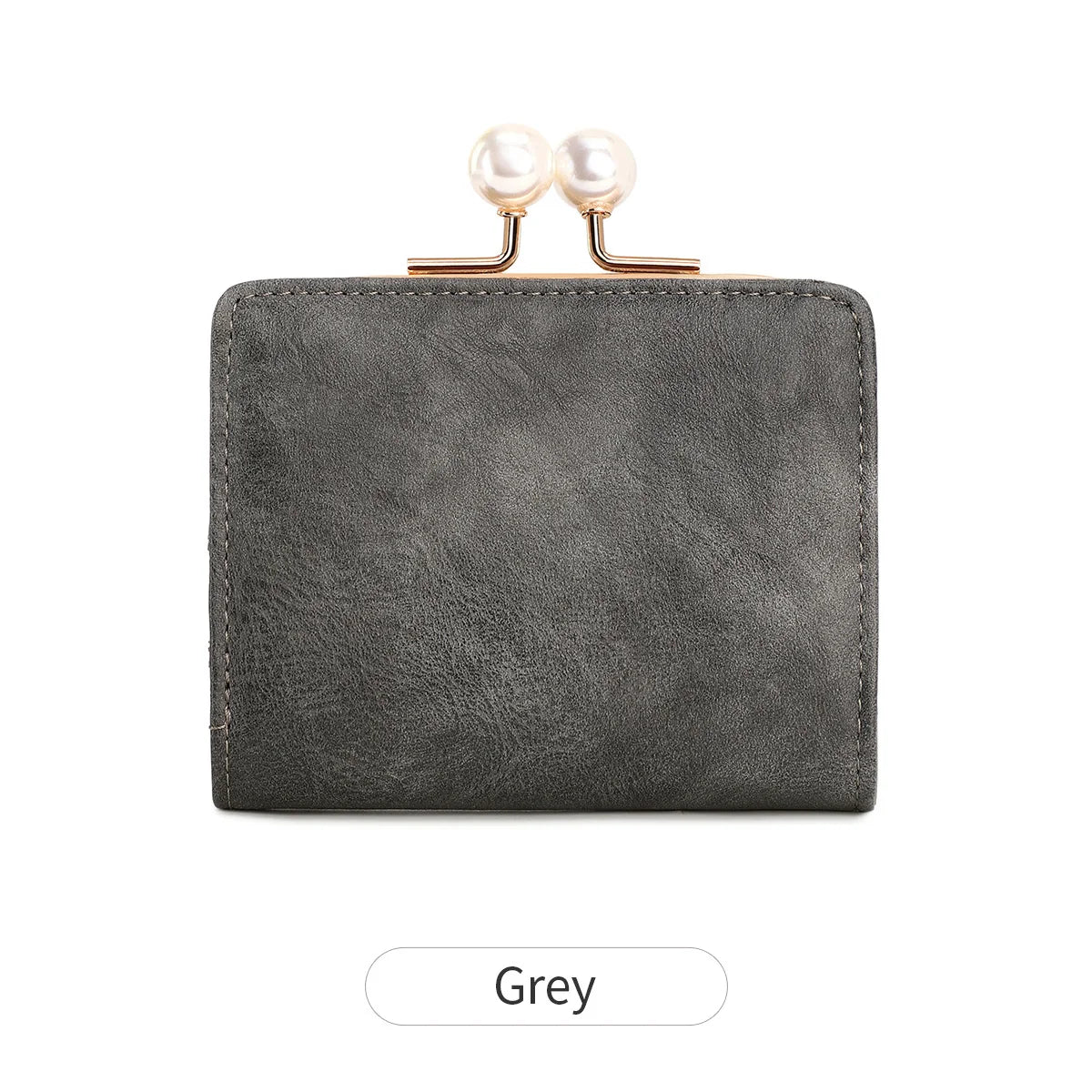 Pearl Kiss-Lock Women's Trifold Wallet – Large Capacity PU Leather
