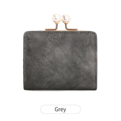 Pearl Kiss-Lock Women's Trifold Wallet – Large Capacity PU Leather
