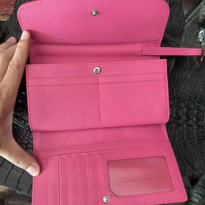 Genuine Crocodile Leather Long Wallet for Women – Large Capacity Clutch Purse