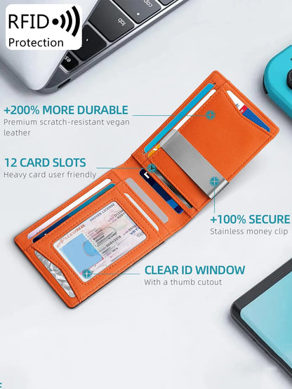 RFID Blocking Carbon Fiber Slim Front Pocket Wallet for Men