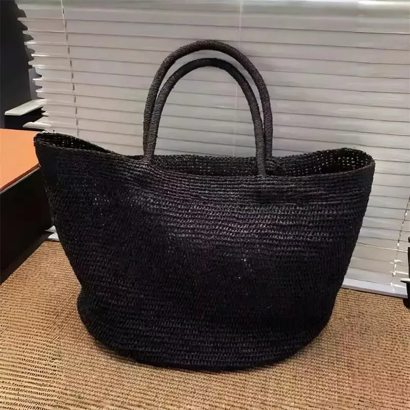 Raffia Straw Beach Tote Bag – Large Woven Shoulder Bag for Summer