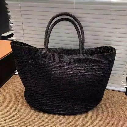 Raffia Straw Beach Tote Bag – Large Woven Shoulder Bag for Summer