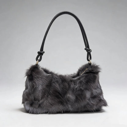 Real Fox Fur Woman Ladies Crossbody Bags Designer Luxury Handbags Women Handbag Shoulder Bag Fuzzy
