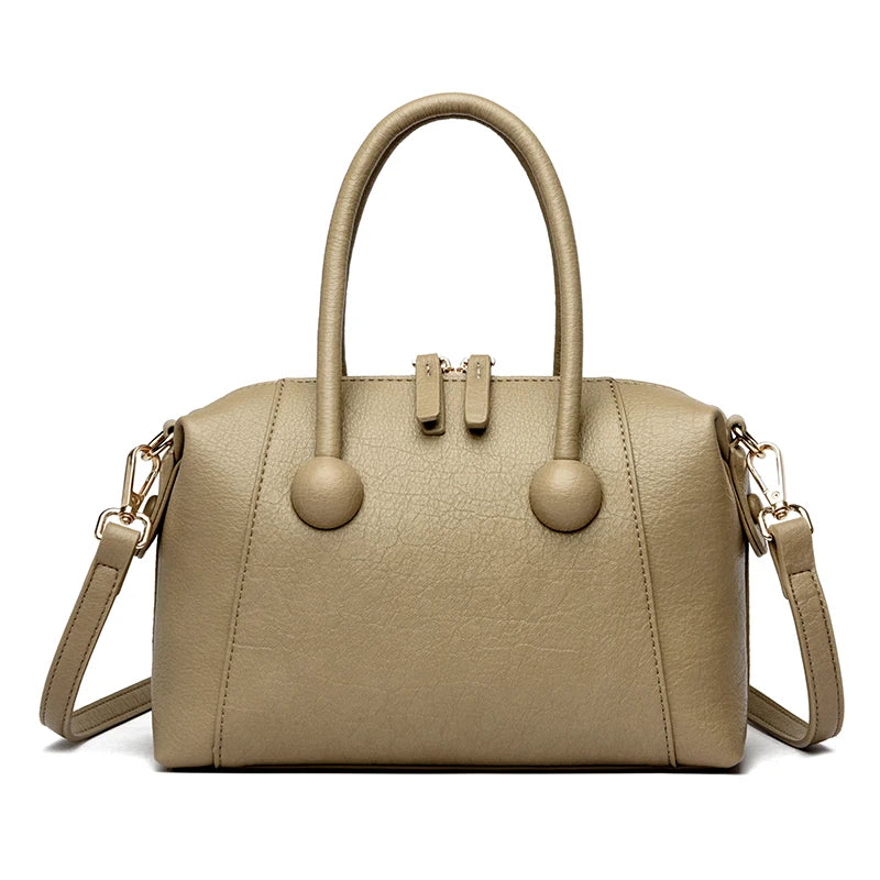 Soft Leather Women's Handbag – Shoulder Tote & Crossbody Bag