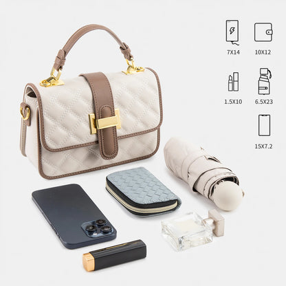 Quilted Leather Crossbody Bag – Women's Color Block Shoulder Bag