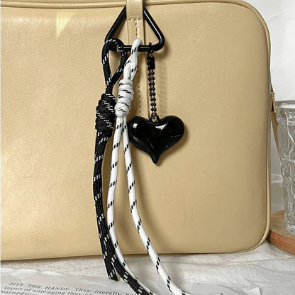 Y2K Heart Charm Keychain – Rope Tassel Bag Pendant & Phone Lanyard