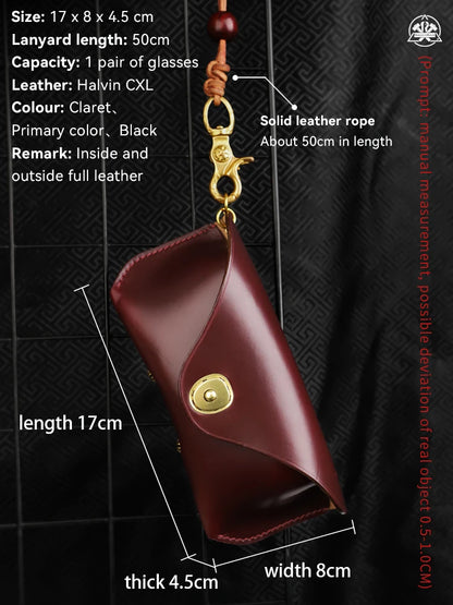 Handmade Genuine Leather Sunglasses Case for Men