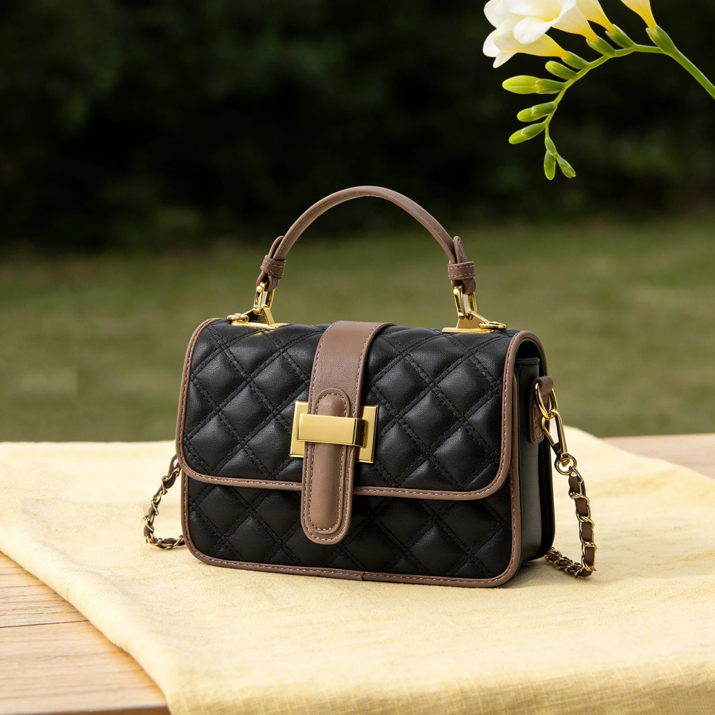 Quilted Leather Crossbody Bag – Women's Color Block Shoulder Bag