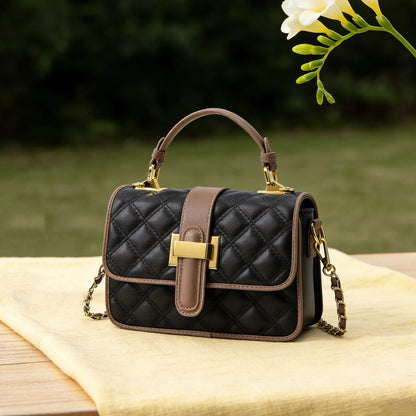 Quilted Leather Crossbody Bag – Women's Color Block Shoulder Bag
