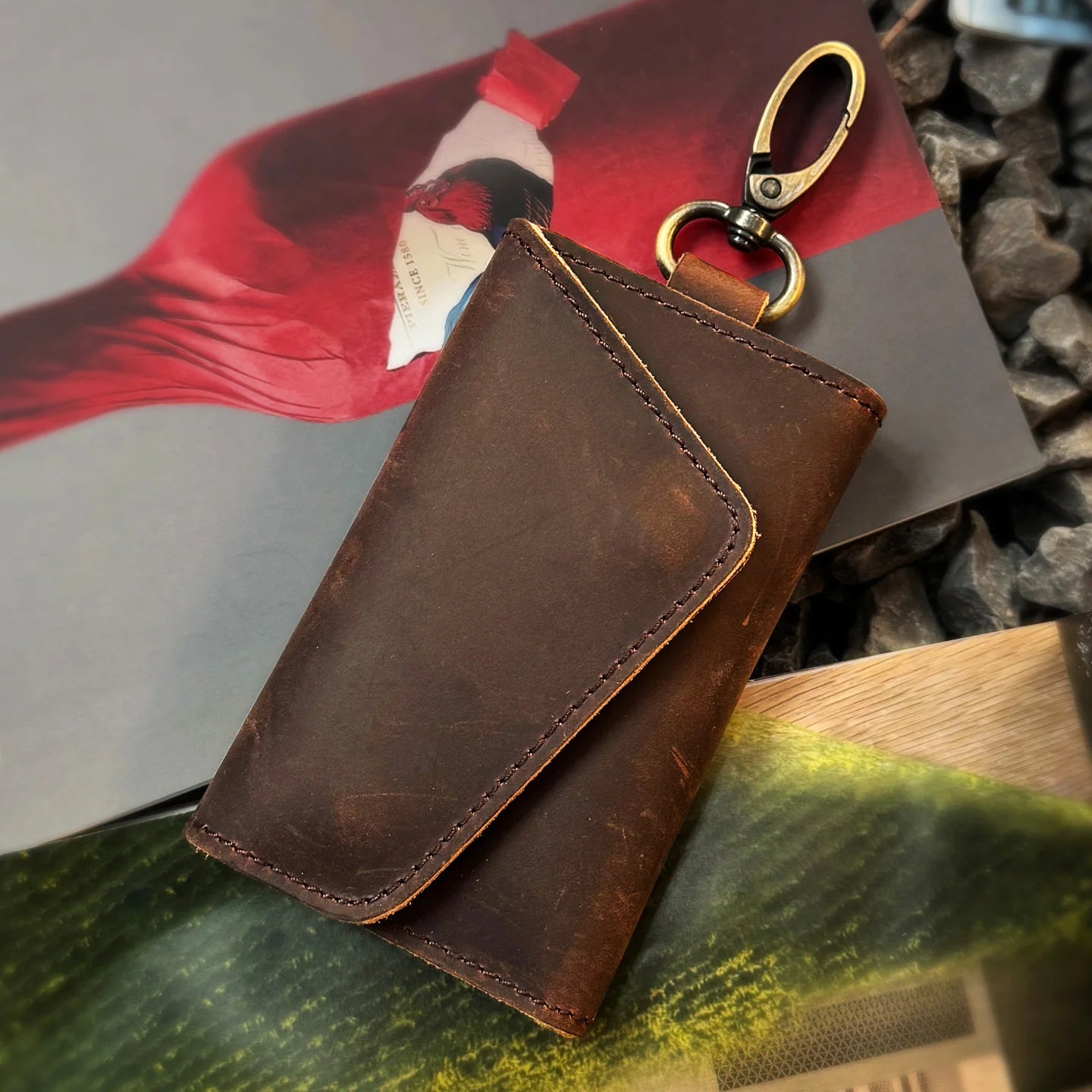 Crazy Horse Leather Key Case Wallet – Cowhide Car Key Holder