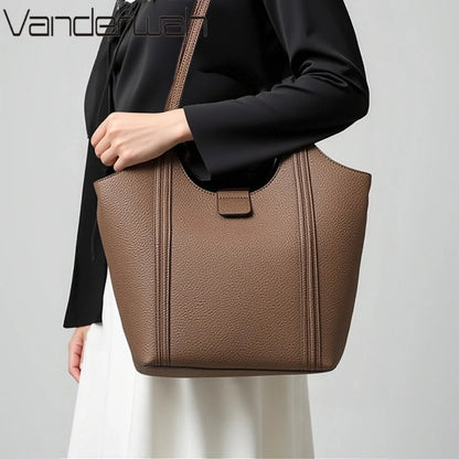 Women's Soft Leather Tote Bag – Luxury Shoulder Handbag