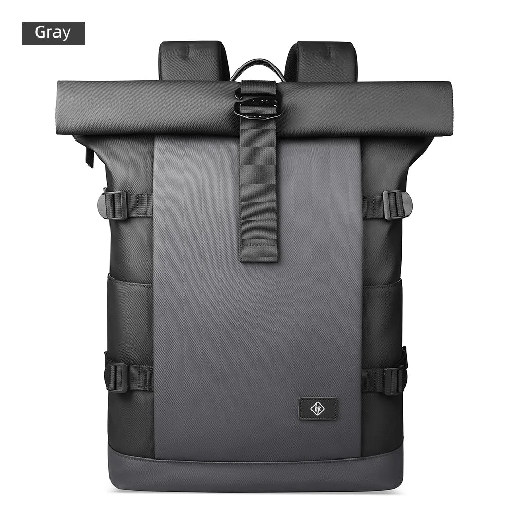 Roll-Top Travel Backpack – Expandable 15.6" Laptop Bag for Men