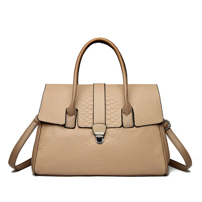 Snake Embossed Leather Tote Bag for Women – Large Shoulder Handbag