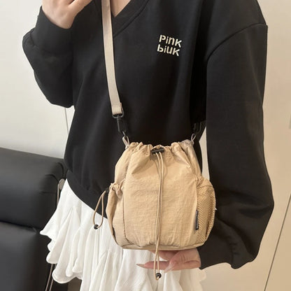 Nylon Drawstring Bucket Bag – Women's Lightweight Crossbody