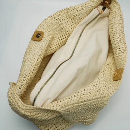 Straw Tote Bag – Handmade Woven Beach Bag for Women