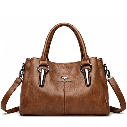 Luxury Soft Leather Handbag for Women – 3-Layer Shoulder Bag