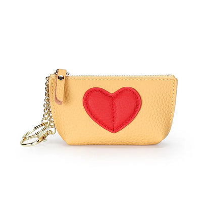 Leather Heart Coin Purse with Key Ring – Women's Mini Wallet