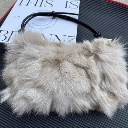 Luxury Europe America Women Real Fox Fur Bag Messenger Chain Shoulder Ladies Tote Handbag Crossbody