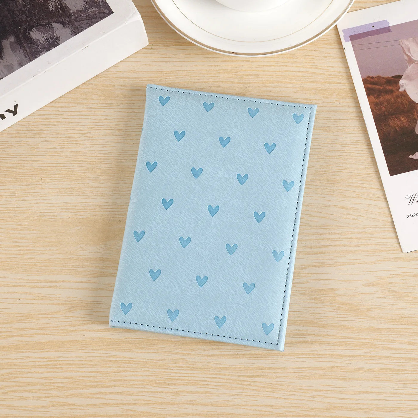 Passport Holder – Cute Heart Print PU Leather Travel Wallet