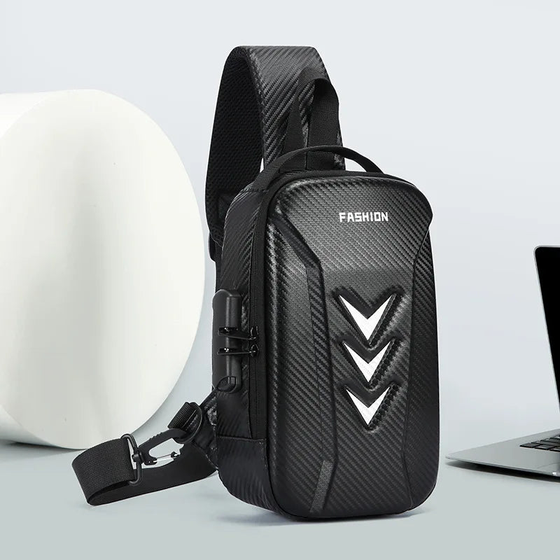 Hard Shell Sling Bag – Men's Multifunctional Crossbody with Password Lock