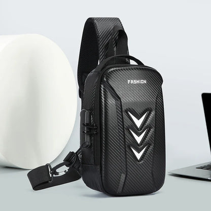 Hard Shell Sling Bag – Men's Multifunctional Crossbody with Password Lock