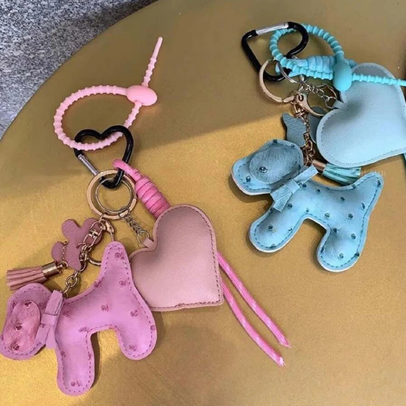 Leather Puppy Dog Keychain – Cute PU Leather Bag Charm Pendant