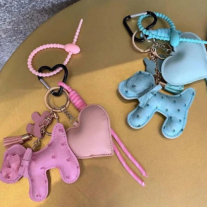 Leather Puppy Dog Keychain – Cute PU Leather Bag Charm Pendant