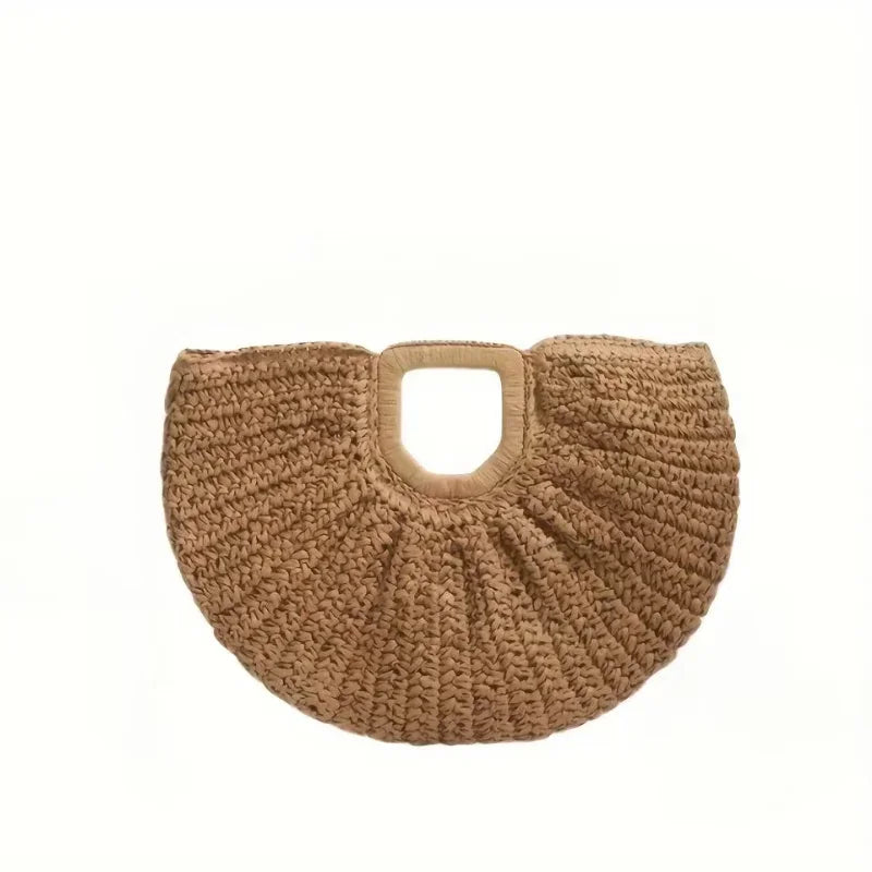 Raffia Crochet Beach Bag – Handmade Woven Clutch Handbag
