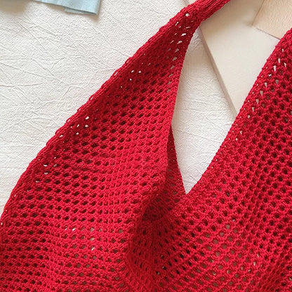 Women's Large Crochet Tote Bag – Hollow Knit Shoulder Handbag