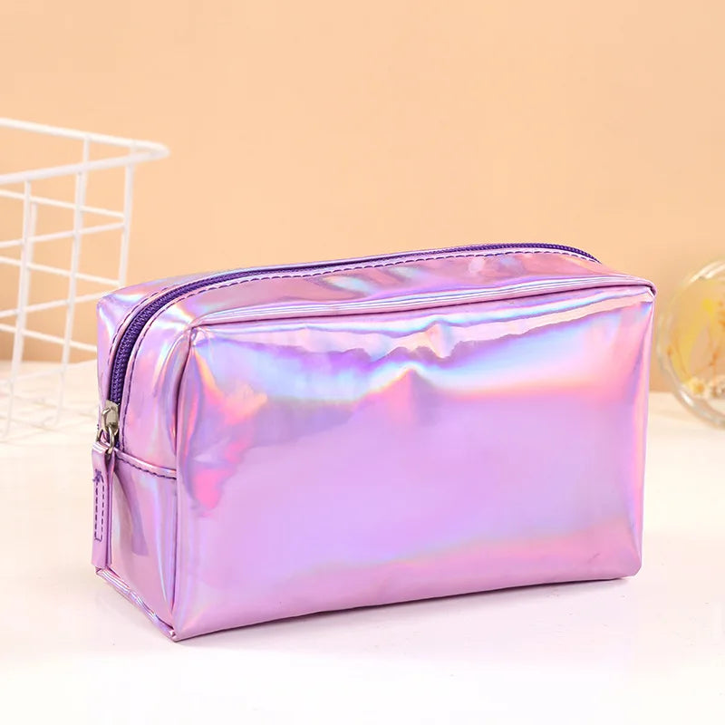 Holographic Laser Makeup Bag – Travel Cosmetic Organizer Pouch