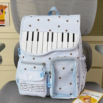 Kawaii Piano Key Ita Backpack with Transparent Pocket