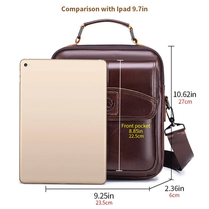 Men's Leather Business Crossbody Bag – Large Capacity Shoulder Bag