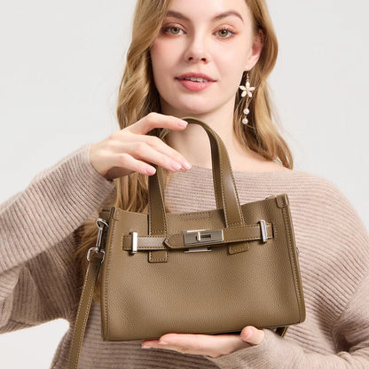 Genuine Leather Tote Bag – Luxury Cowhide Shoulder Handbag